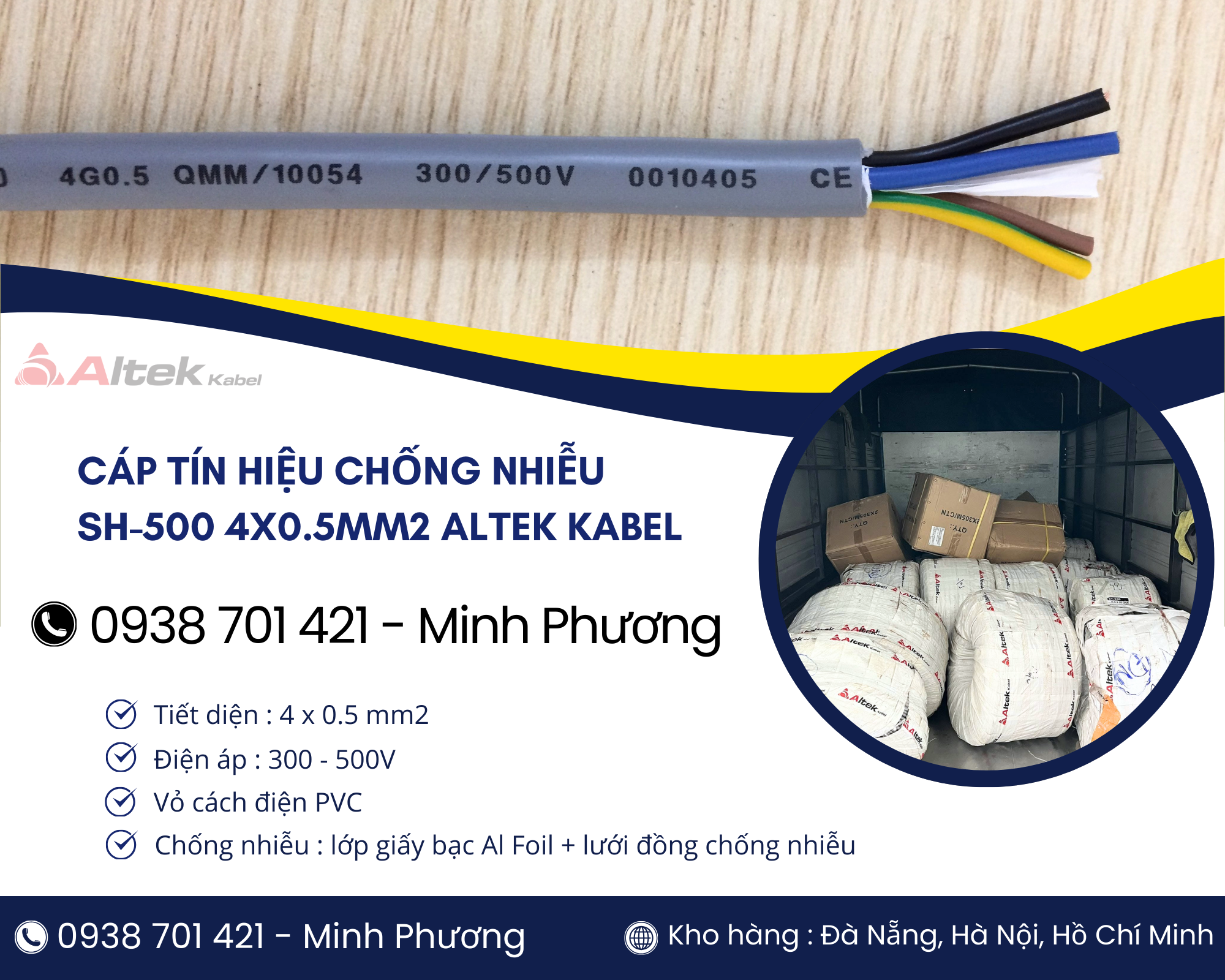 Cáp tín hiệu chống nhiễu SH-500 4x0.5mm2 Altek Kabel Đà Nẵng, Hải Phòng, Cần Thơ